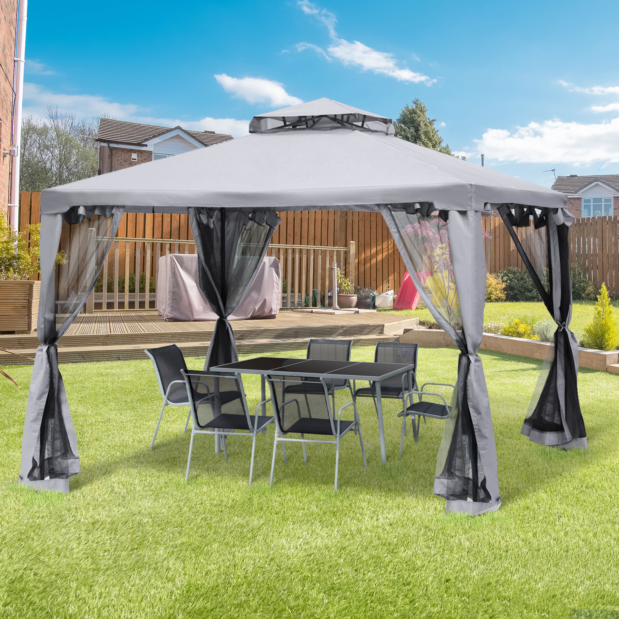 Gazebo de jardim cinza Outsunny