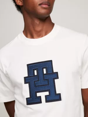 Camiseta com aplique de monograma TH