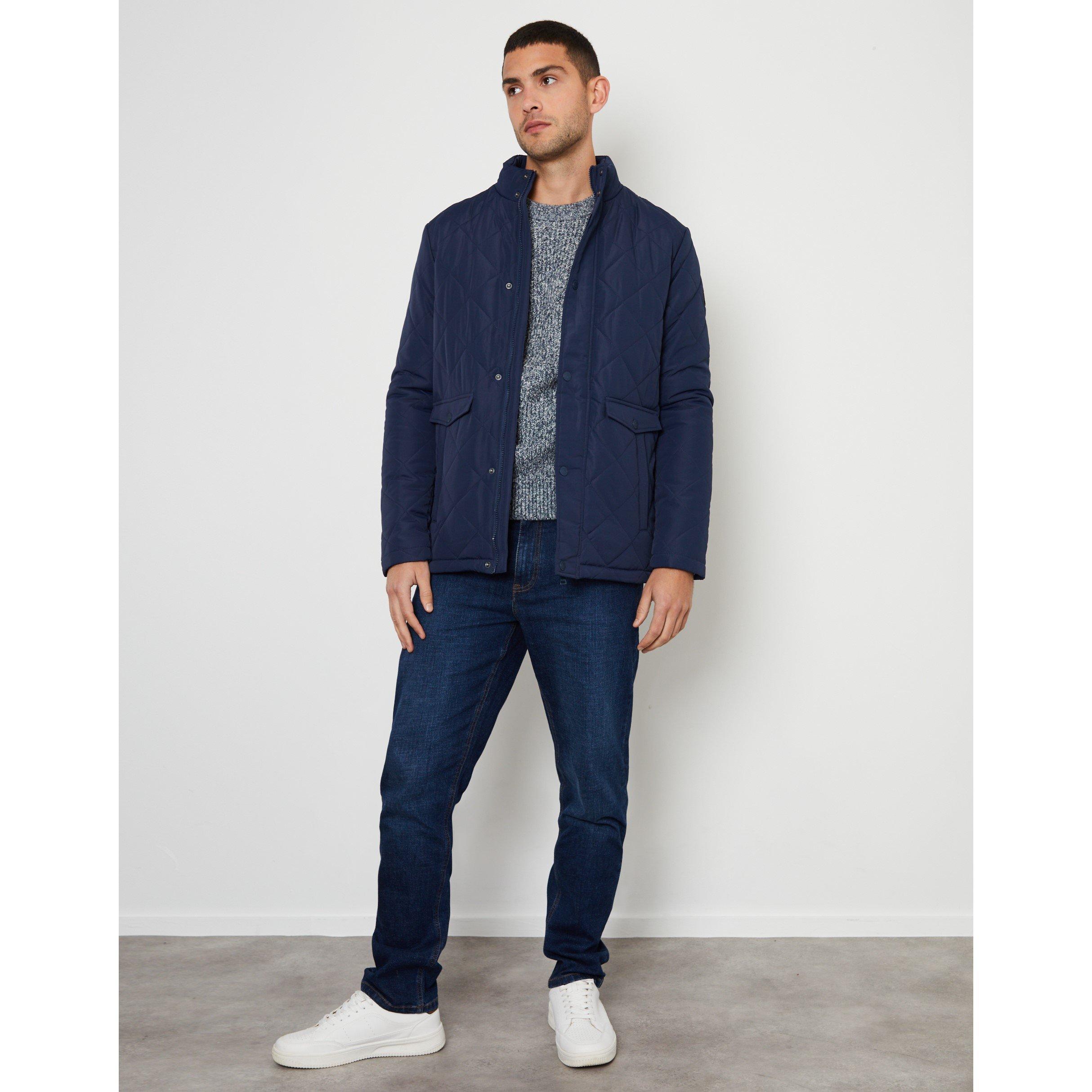 Threadbare TB Funnel Neck Diamond Quilted Jacket