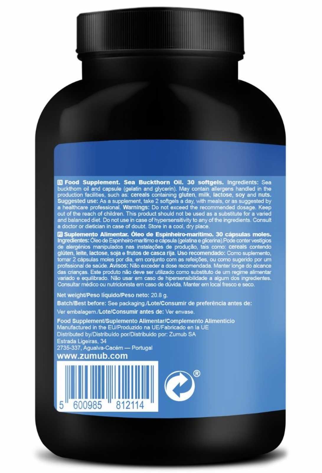 Óleo de Espinheiro-marinho Zumub 60 cápsulas gelatinosas