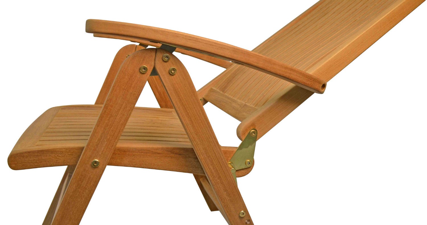Premium teakhouten tuinstoel met hoge rugleuning, verstelbaar, elegant, weerbestendig, massief hout