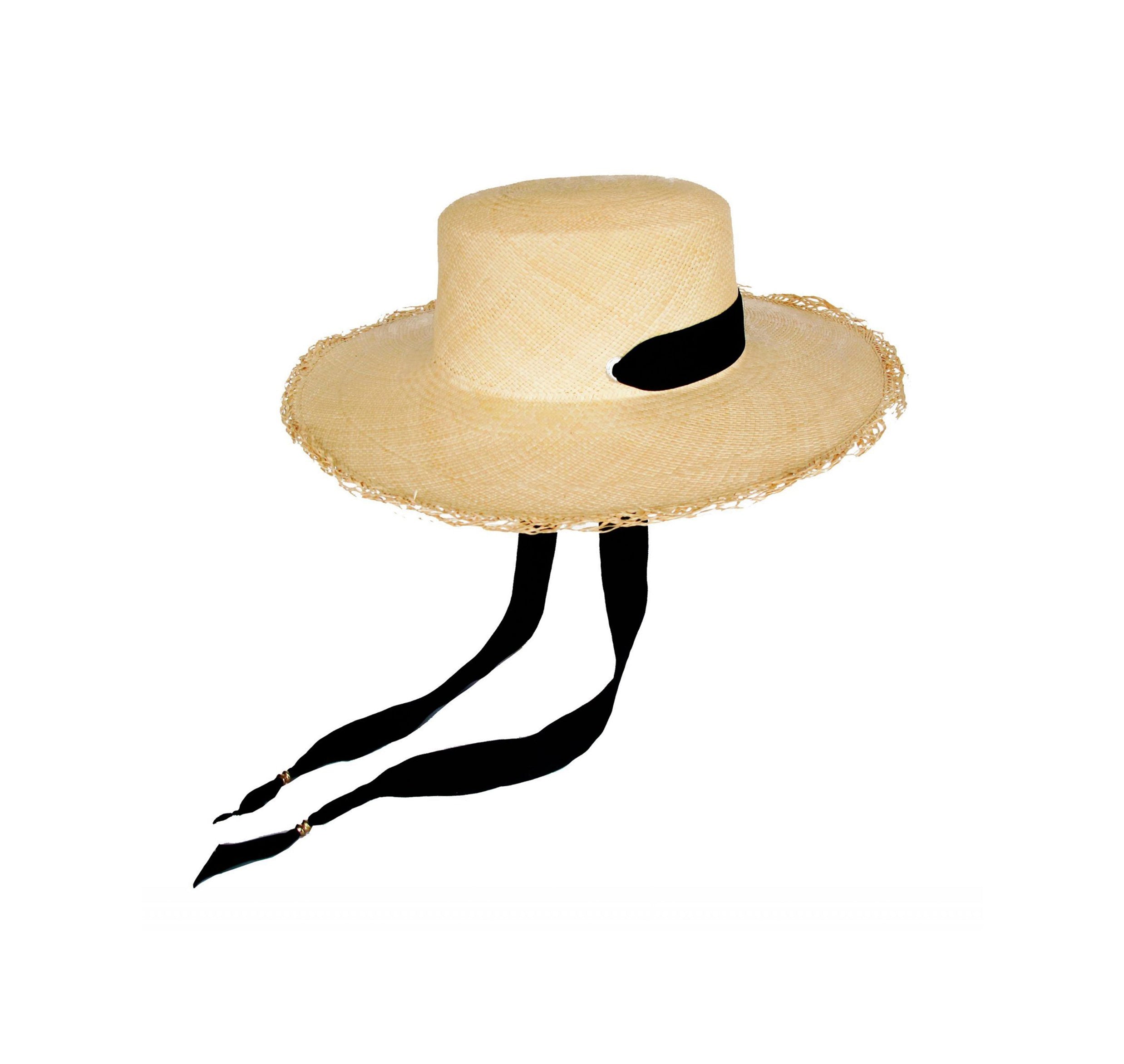Chapeau en cuir cordovan à long bord