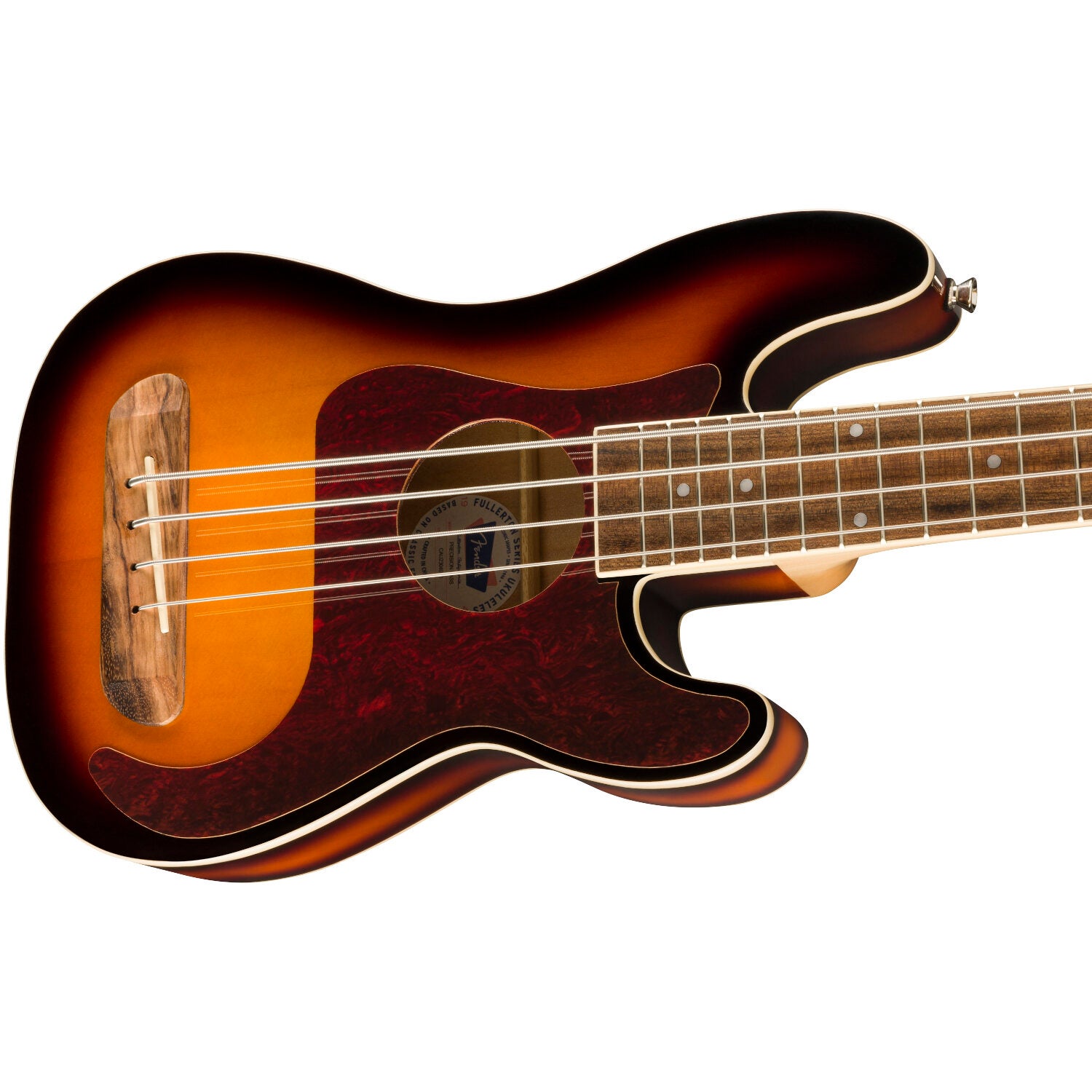 Fender Fullerton Precision Bass Uke WN Tortoiseshell Pickguard 3-Color Sunburst elektrisch-akoestische bas ukelele