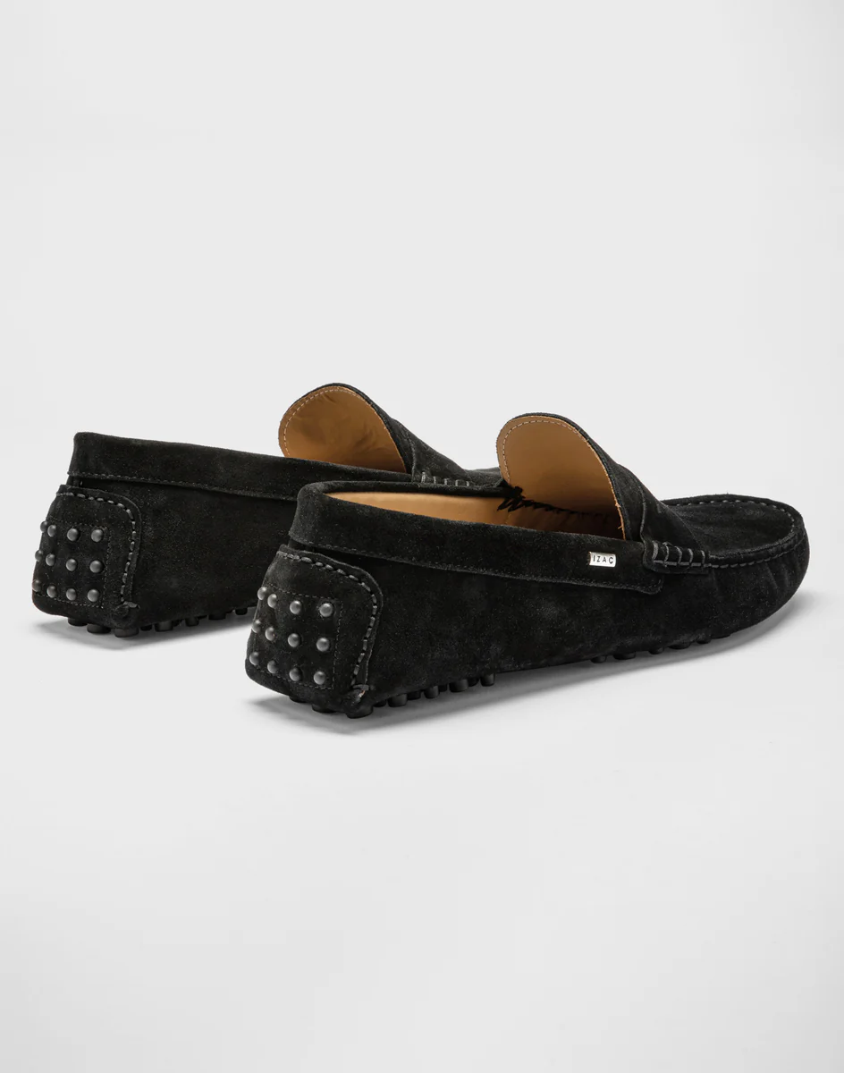 Mocassin en daim et cuir noir 