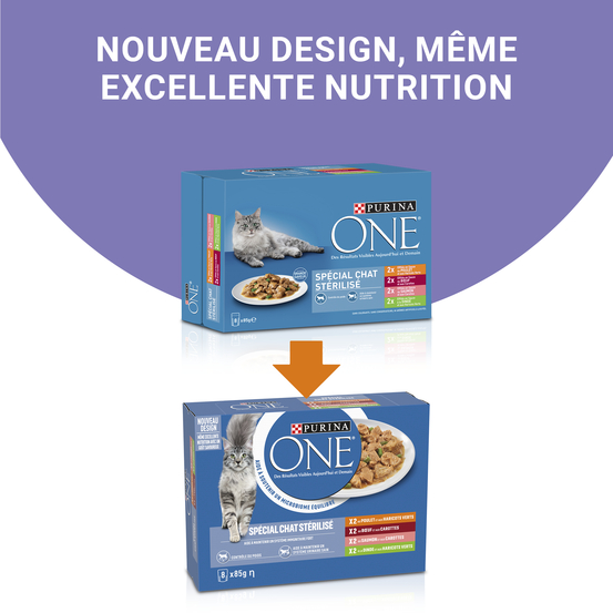 Sachet Purina One Spécial Chat Stérilisé : 8x85gr