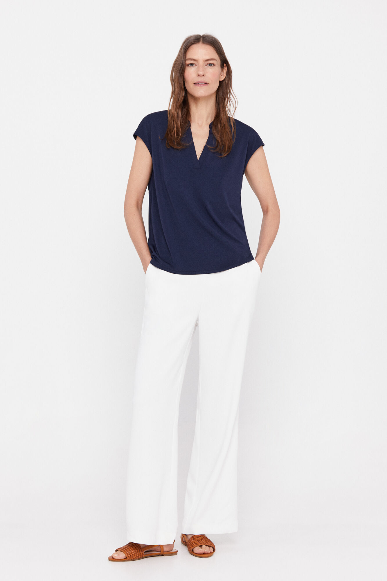 Blusa de malha fluida - Azul marinho