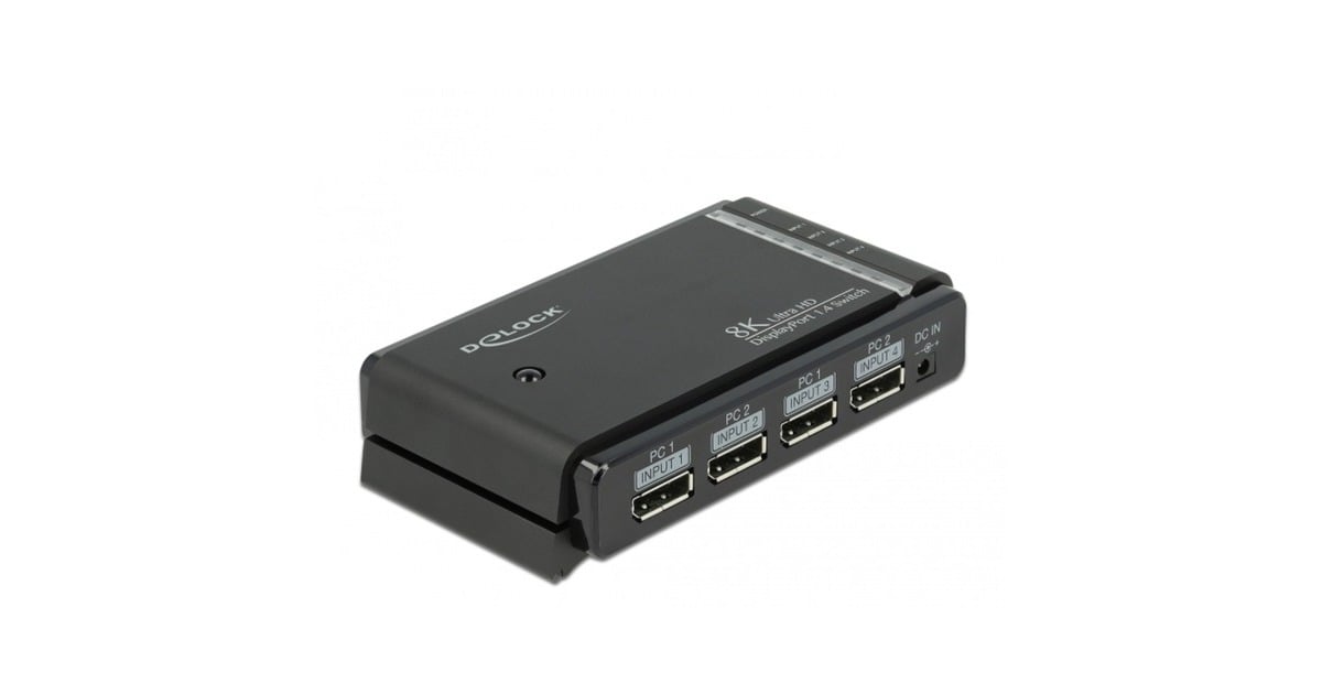 DeLOCKDisplayPort Switch 2x 2 Displayport in naar 1x 2 DisplayPort out  (Zwart)