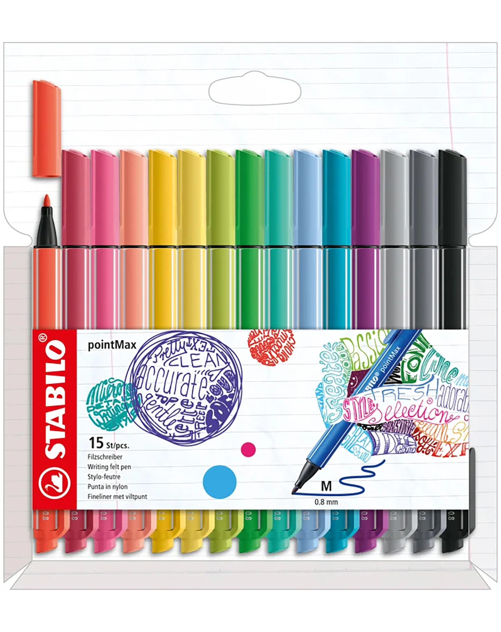Filzstift STABILO® pointMax COLOUR mit 15 Farben
