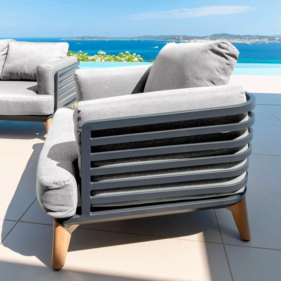 Fauteuil de jardin en aluminium Monte Carlo Gris anthracite et gris clair