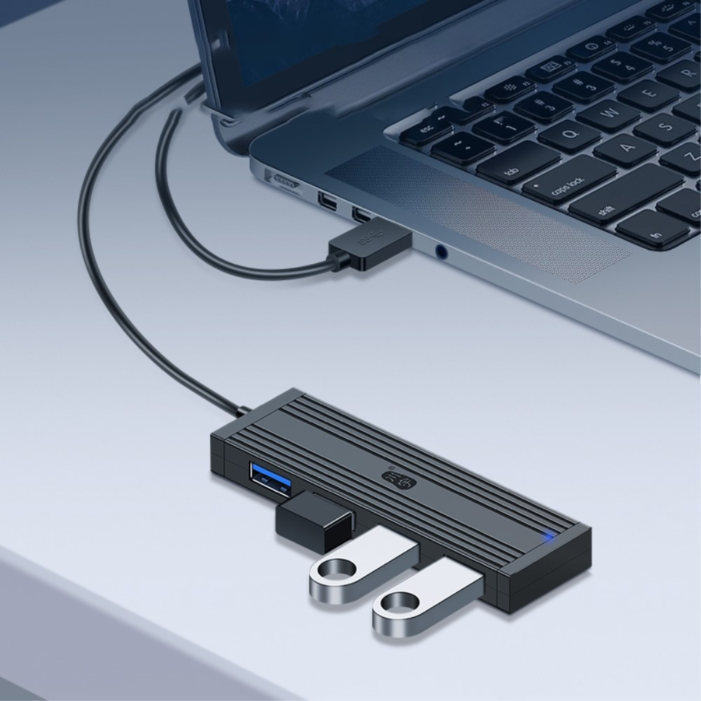 (1.2m) USB A 3.0 Multiport Adapter Hub mit 4x USB A 3.0 Anschluss (5Gbit/s) - Schwarz