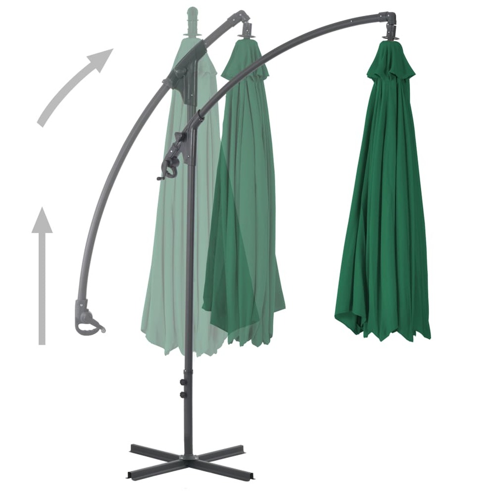 Parasol meuble de jardin en porte-à-faux avec mât en acier 250 x 250 cm vert
