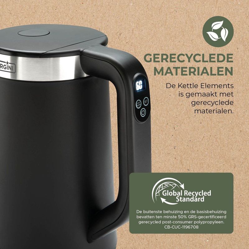 Bourgini - Elements - Digitale Waterkoker - Zwart - 1.7 liter inhoud