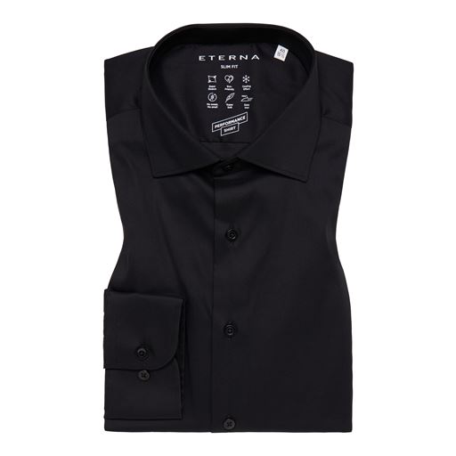 Eterna Langærmet Slim Fit Performance Skjorte, Sort, 43
