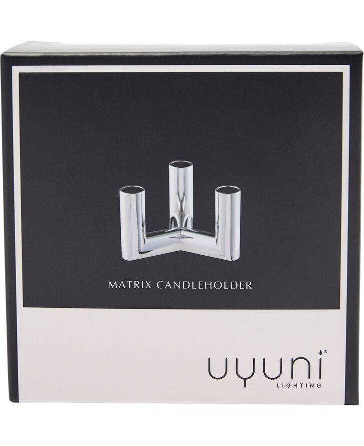 Uyuni MATRIX Candle Holder - 3'arm Mini Taper - Chrome - 7,5 x 4,5 Chrome