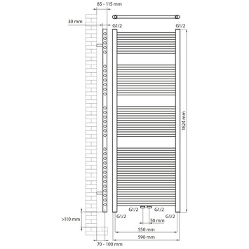 Haceka designradiator Gobi bruin structuur 829 Watt 162x59 cm