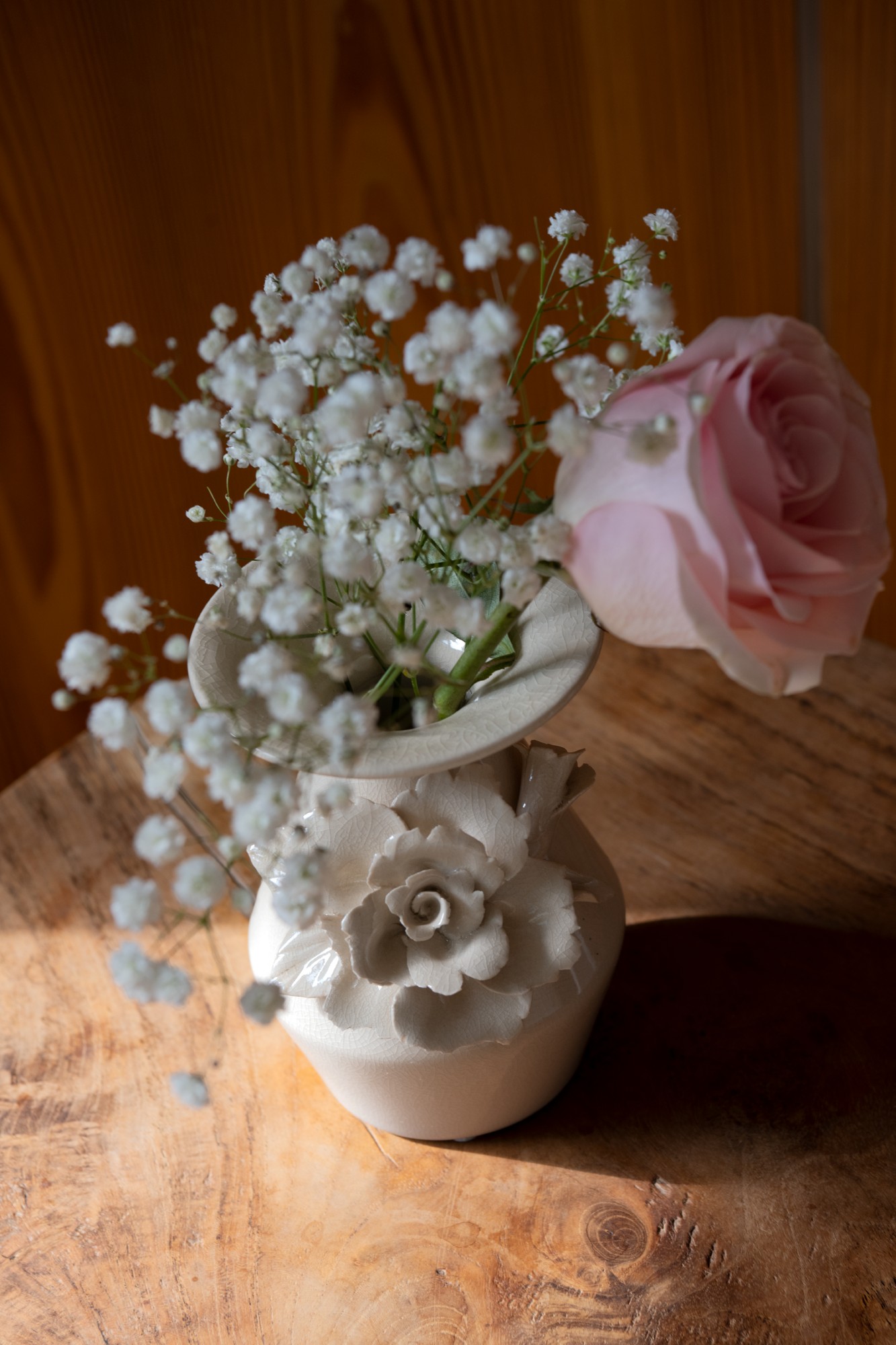 Keramikvase 'Heraldine', creme, B 12 cm, L11 cm, H 15 cm von fischer's lagerhaus