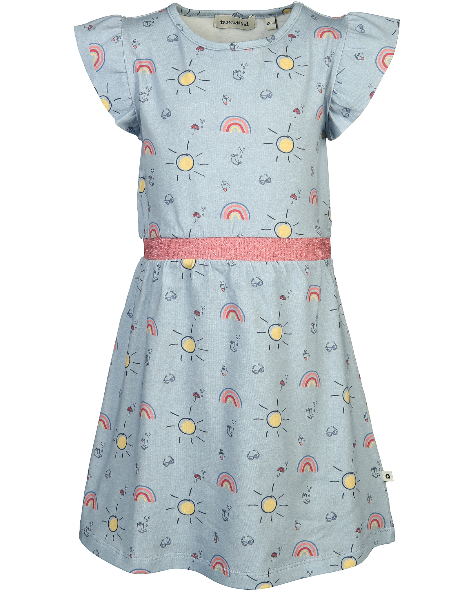 Kurzarm-Kleid GLITZER TAILLE gemustert in hellblau