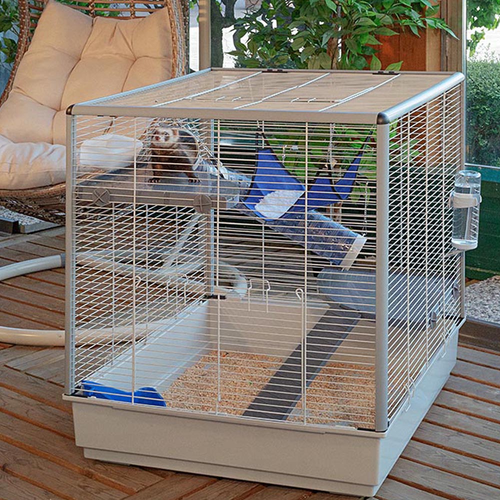 Ferplast cage pour rongeurs furet xl pour furets, chinchillas, en métal, accessoires inclus : mangeoire, abreuvoir, coin wc,