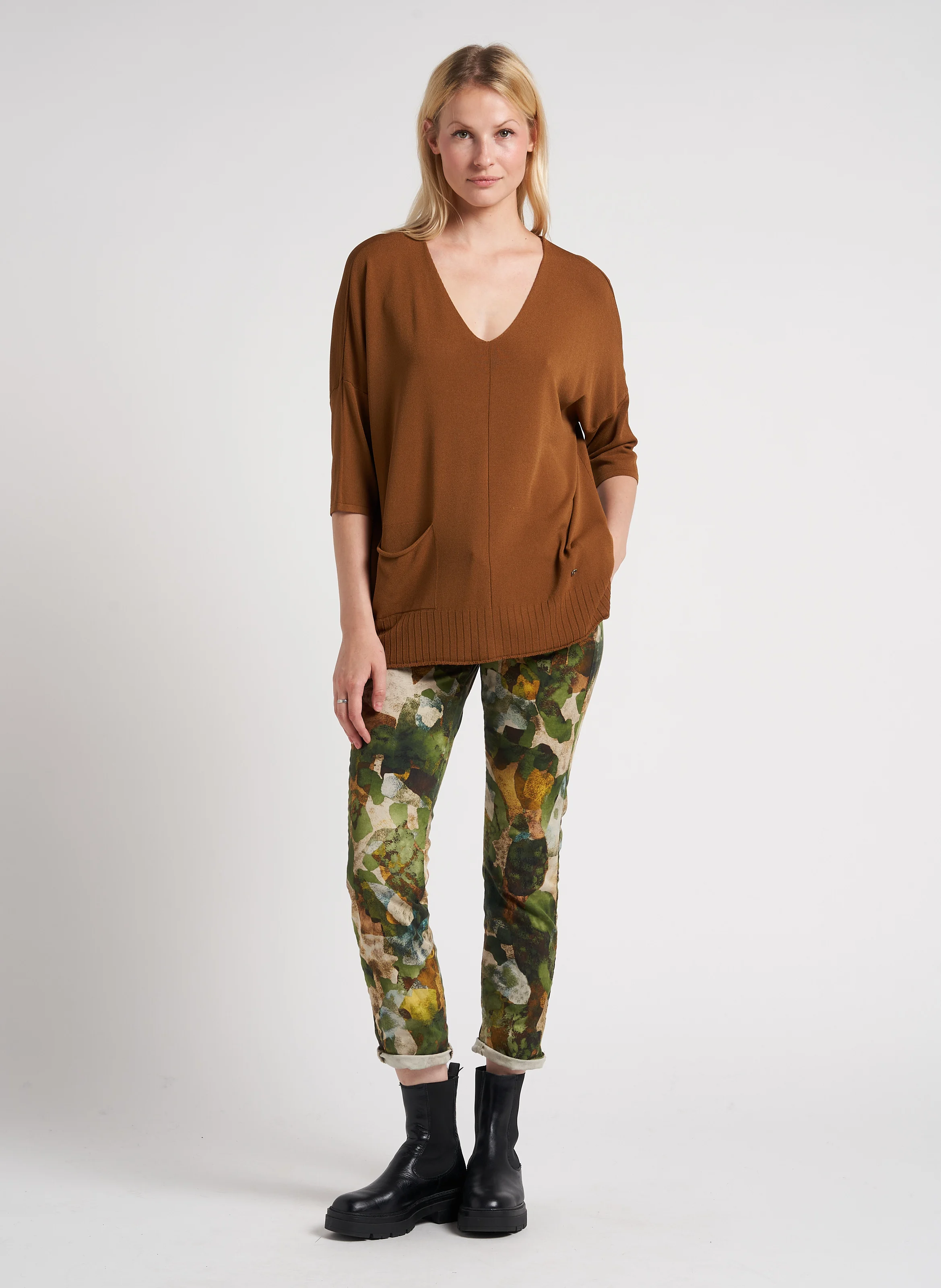 Pantalon chino en coton imprimé | Multicolore