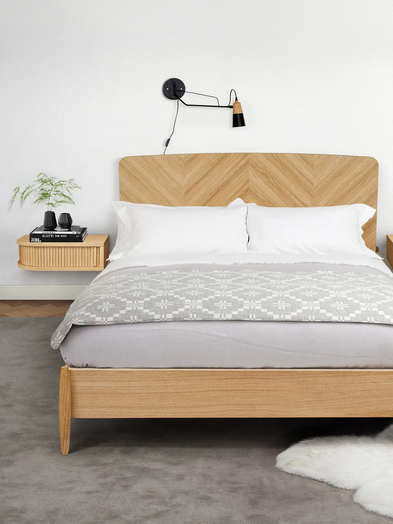 Houten wandnachtkastje Farsta Tambour met lade