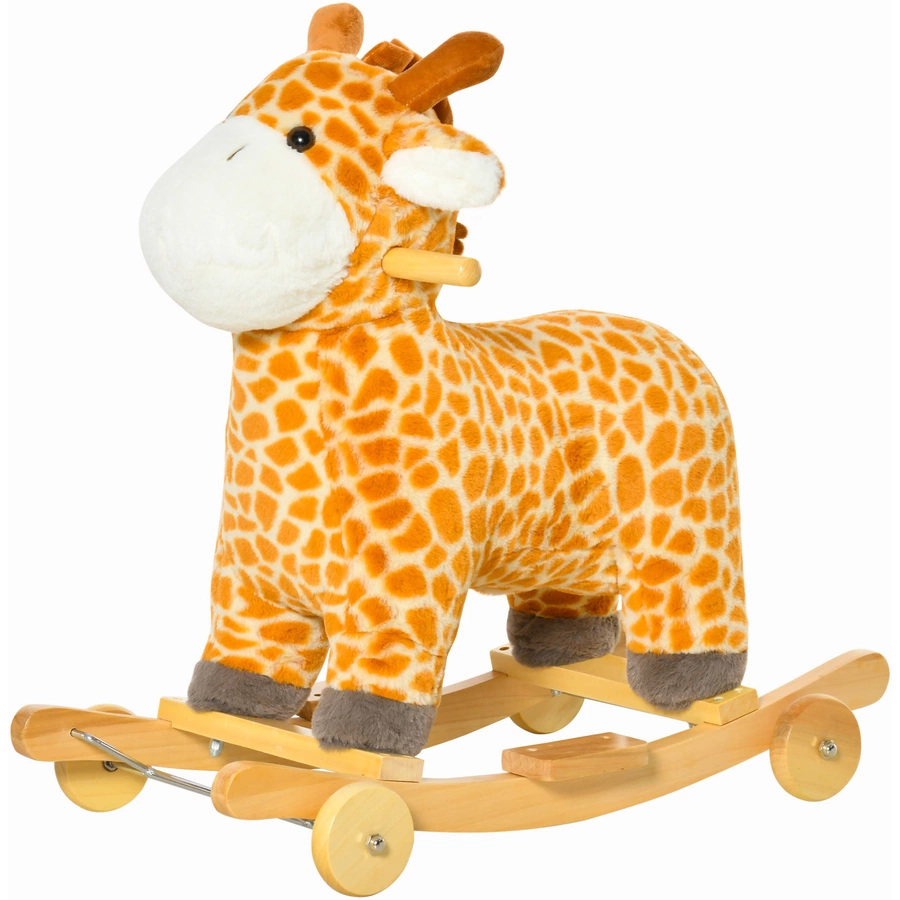 HOMCOM Schaukeltier Spielzeug, Triceratops, Giraffe Gelb