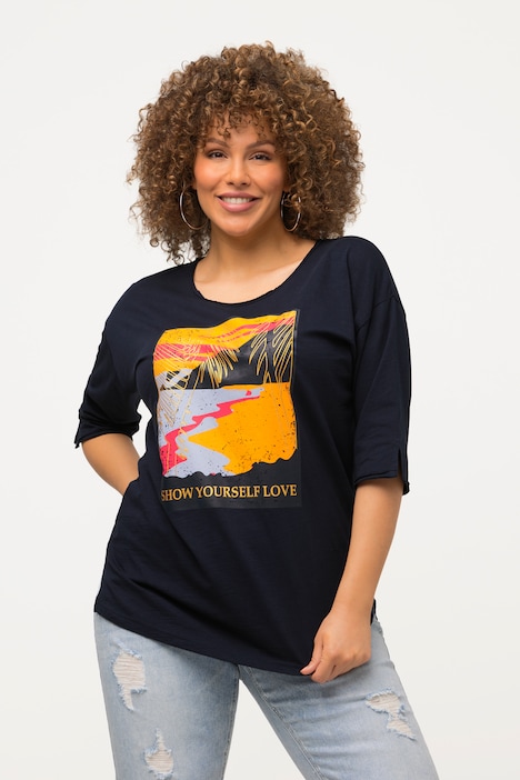 T-Shirt, Landschaft, Oversized, Rundhals, Halbarm