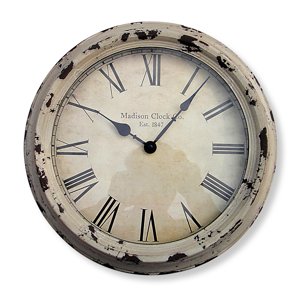 Wanduhr - Vintage - Metall weiß