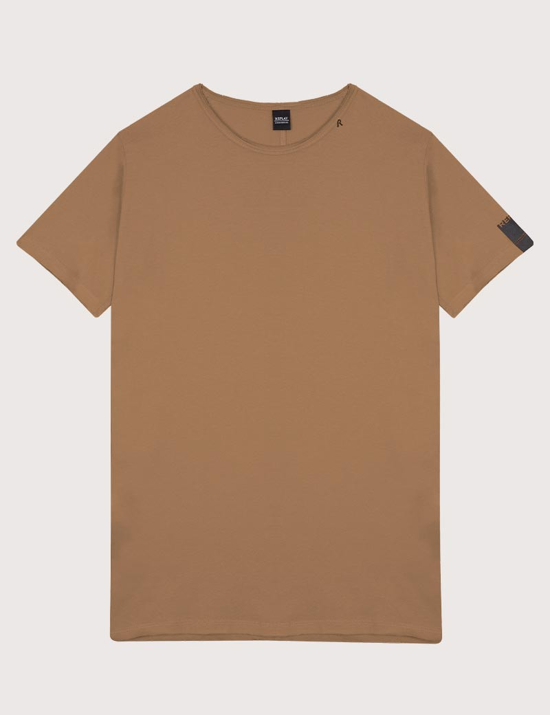 REPLAY T-SHIRT HOMME MANCHES COURTES COL ROND TABAC