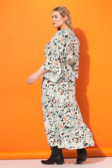 Maxikleid, A-Line, Kimono-Style, Flower-Print