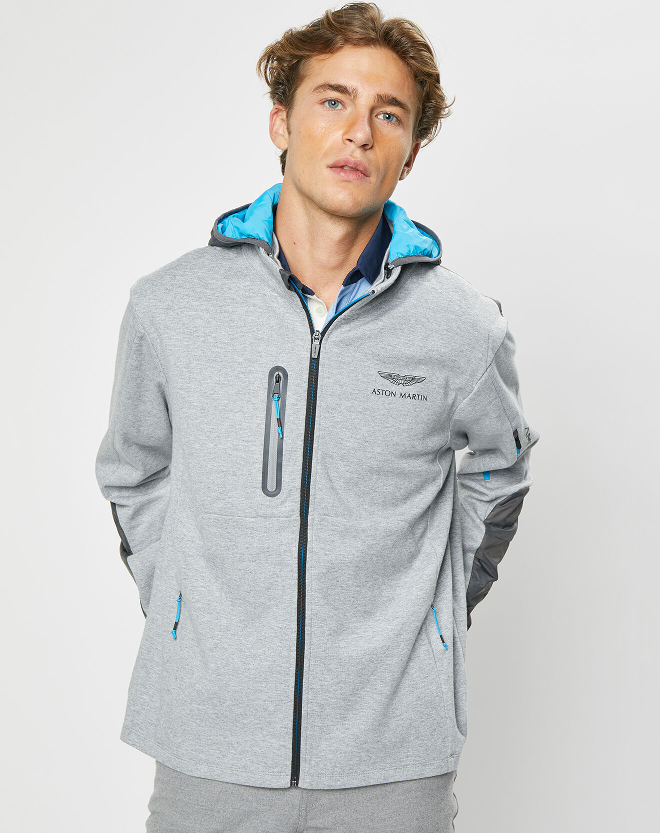 Hackett London Blouson Sweat Hybride Aston Martin Racing  gris