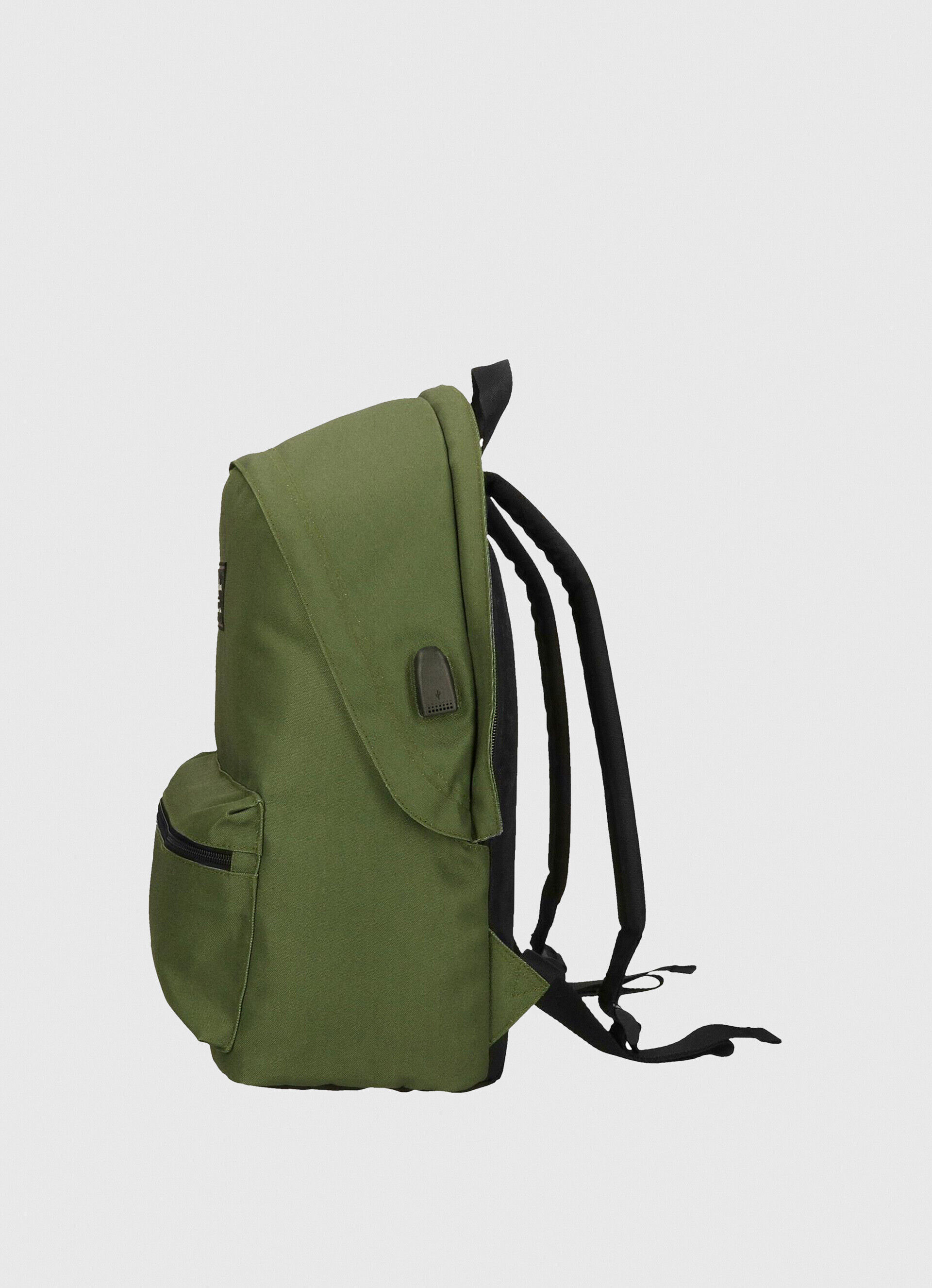 Mochila escolar lisa, verde-escura, tamanho único.
