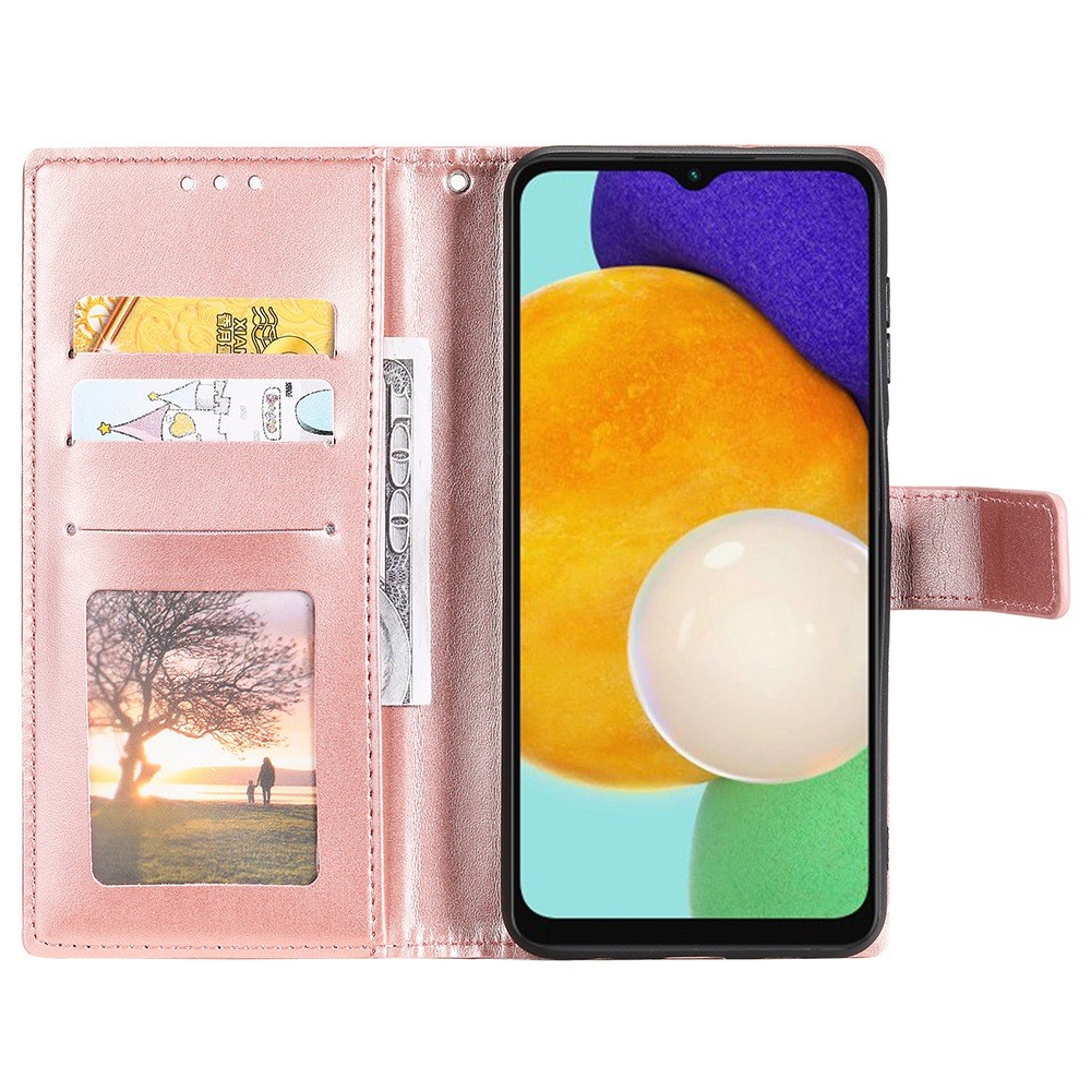 Samsung Galaxy A54 5G Leder Tasche Wallet - Mandala Flowers Imprint - Roségold