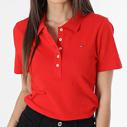 Polo Manches Courtes Slim Femme Piqué 7823 Rouge