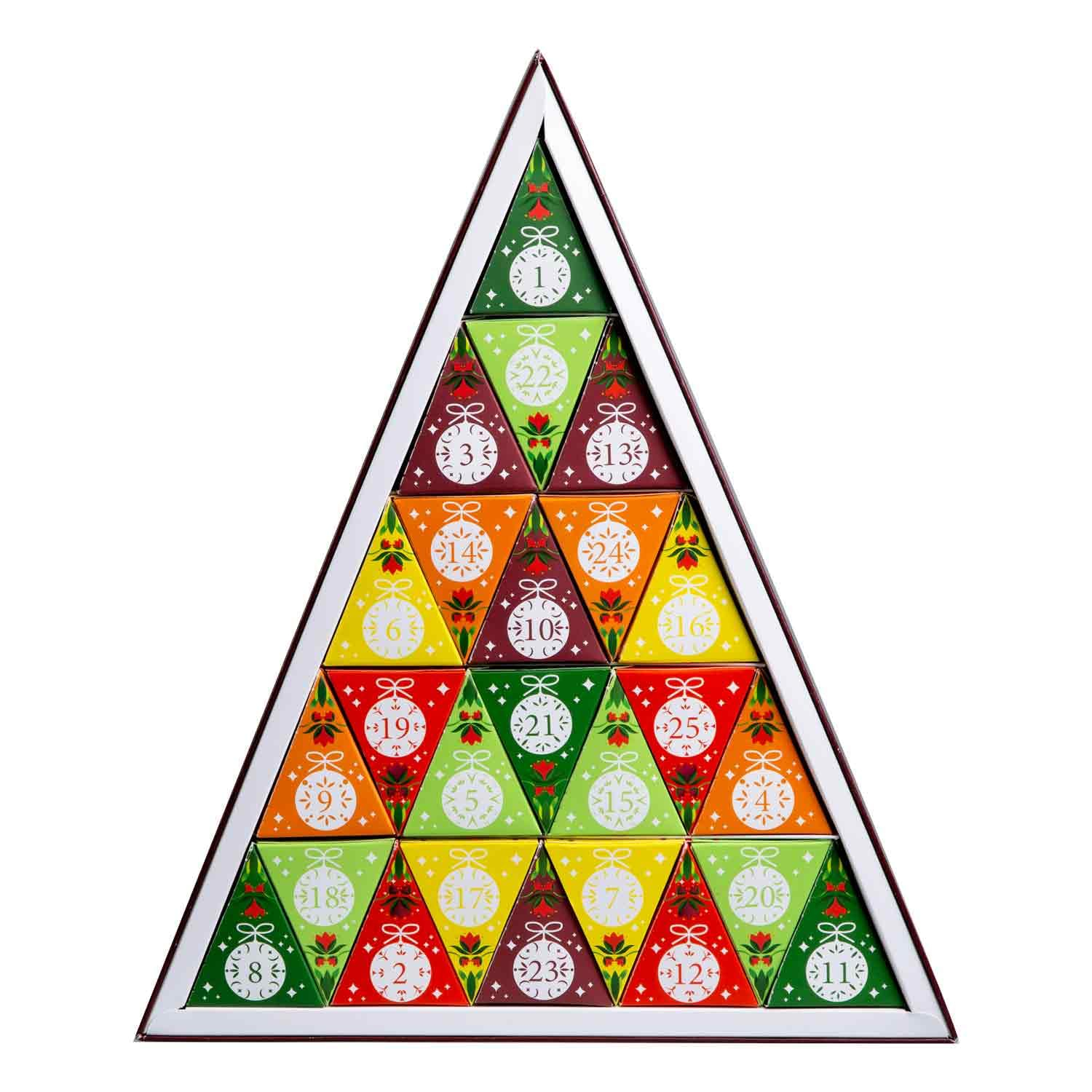 (37x31cm) Mosaik Tee Adventskalender Bio Pyramiden Teebeutel mit 25 Türchen (65357) - Rot