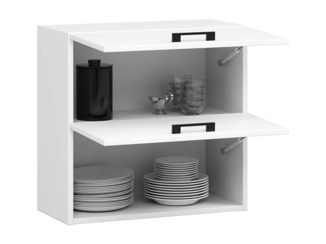 Armoires de cuisine haute AKORD W60 OLIWIA G2 Blanc 60 cm 2 portes façade Blanche 2 étagères 60x30x58 cm