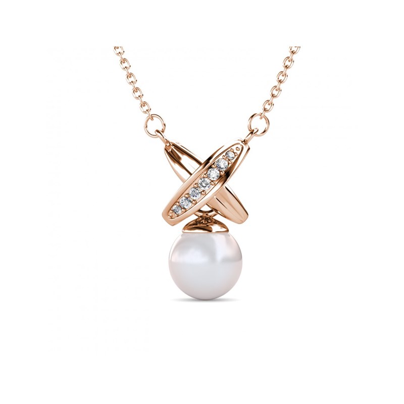 Collier Chris Pearl - Or Rosé et Cristal