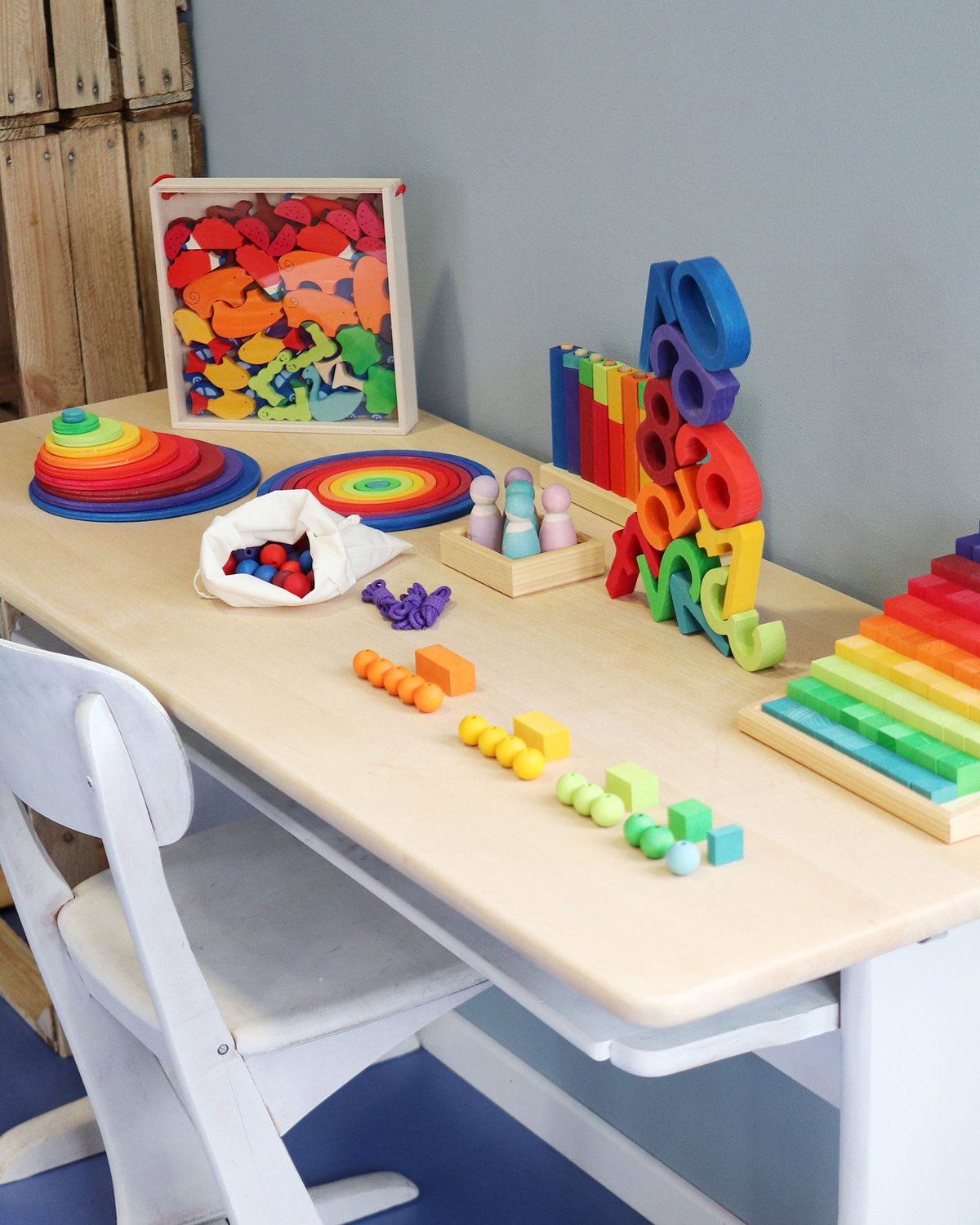 Små Telleklosser i Trapp – 100 Byggeklosser i Treramme | Small Stepped Counting Blocks