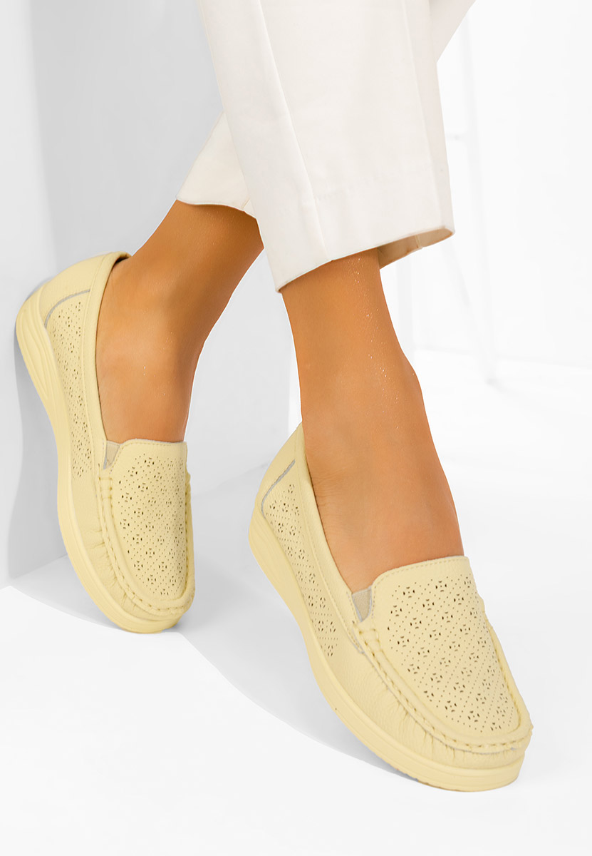 Mocassins femme jaunes Valelia