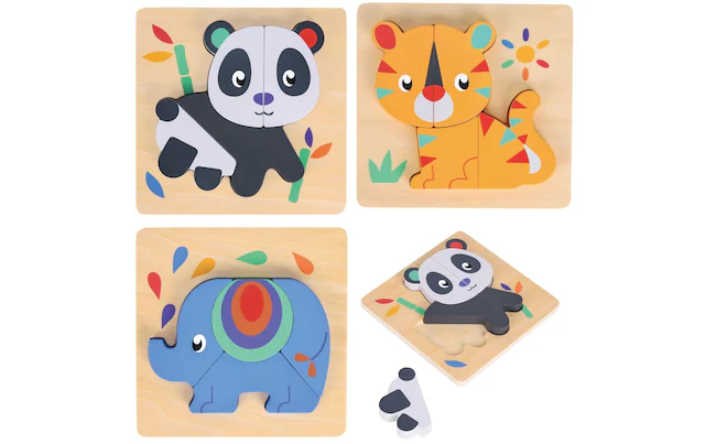 Spielba Lernspielzeug »Puzzle-Set mit Panda, Elefant, Giraffe«