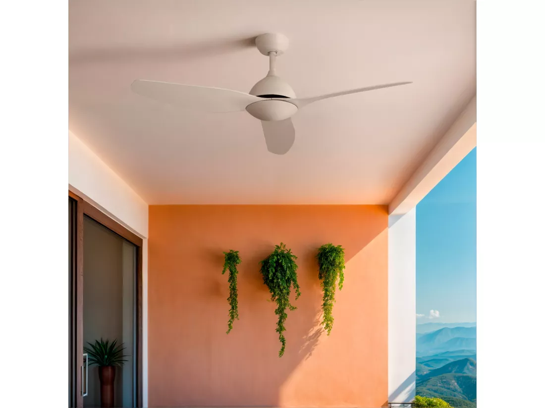 Ventilateur de Plafond Silencieux Woolworth Blanc 127cm Moteur DC Télécommande Sans lumière
