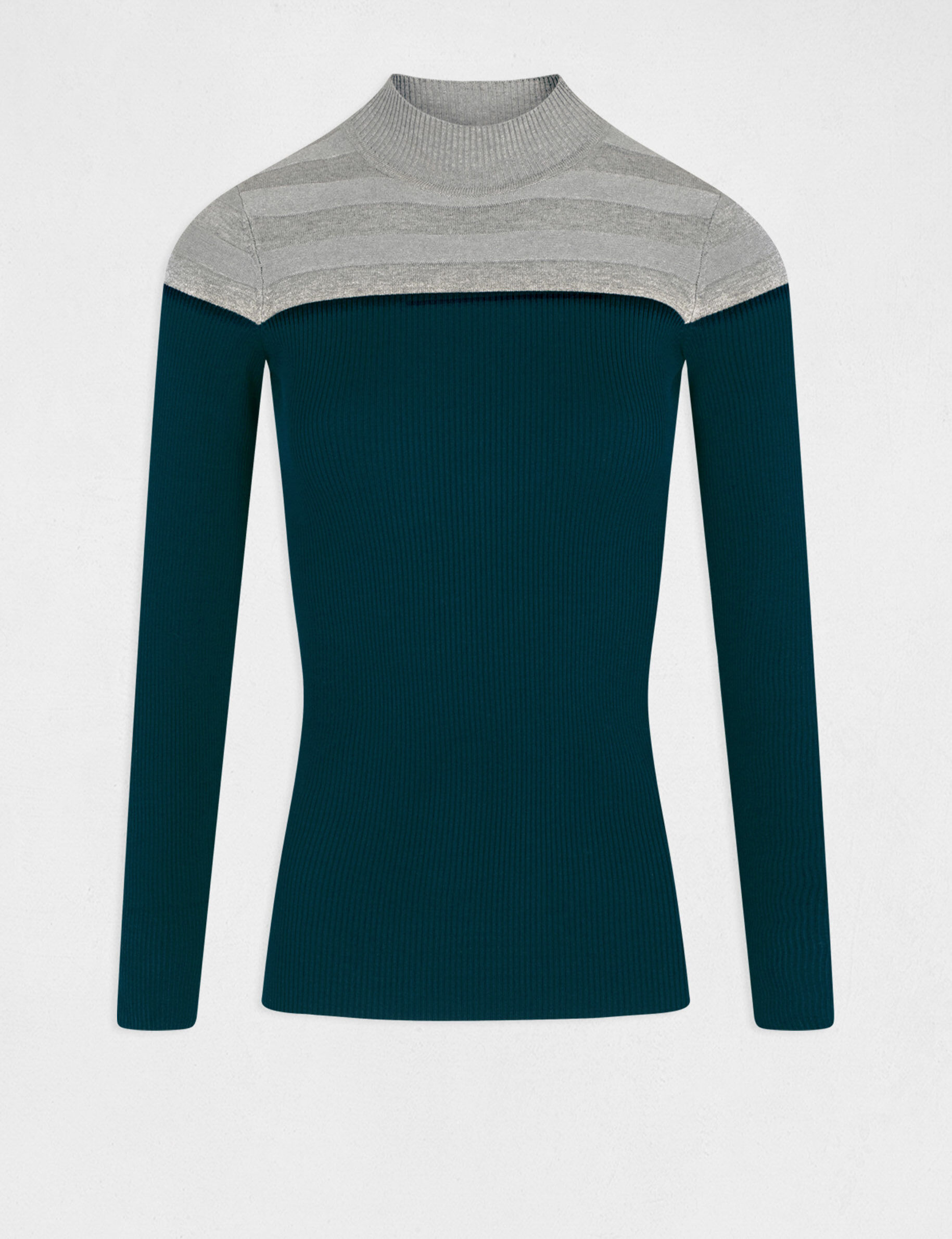 Pull manches longues col montant gris anthracite femme - gris_anthracite