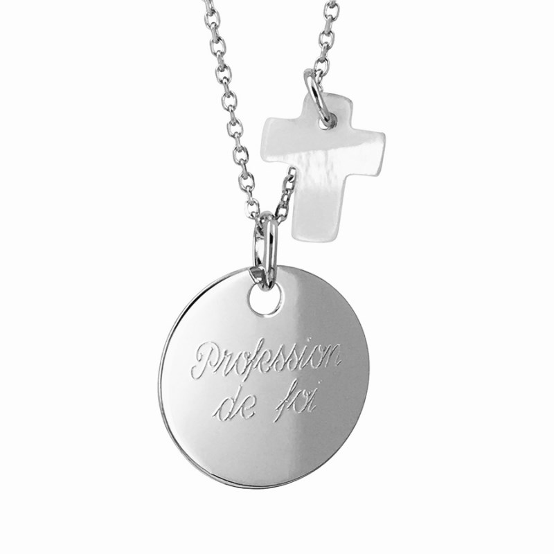 Collier enfant médaille et nacre en argent 925
