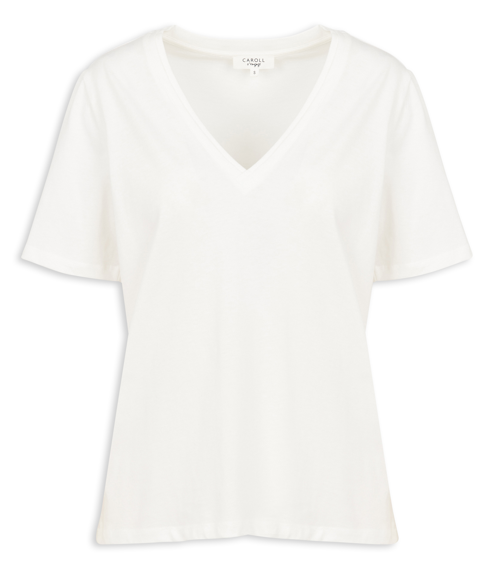 TSALLY - Tee-shirt à double col V en coton | Blanc