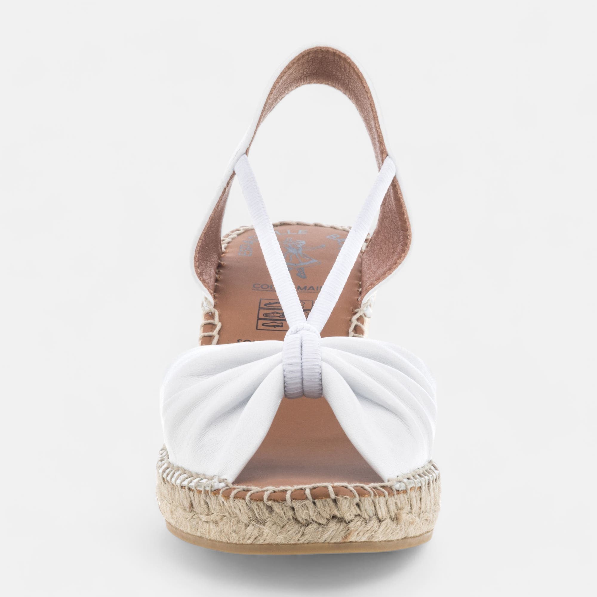 Espadrilles à talon Femme en cuir blanc
