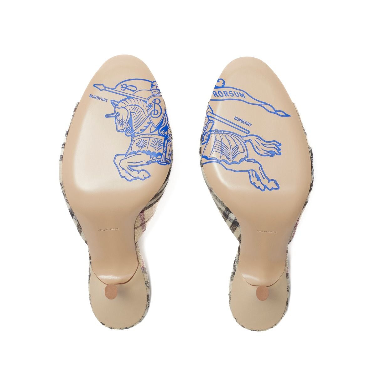 Burberry Check Linen Blend Mews High Mules