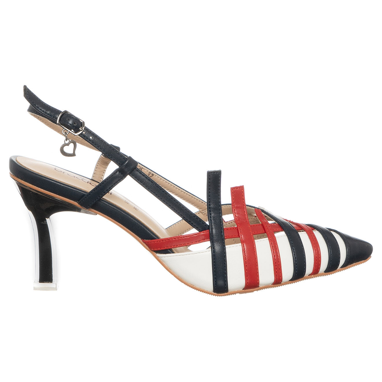 Tua By Braccialini Slingbacks Zoé bleu marine/blanc/rouge - Talon 7.5 cm