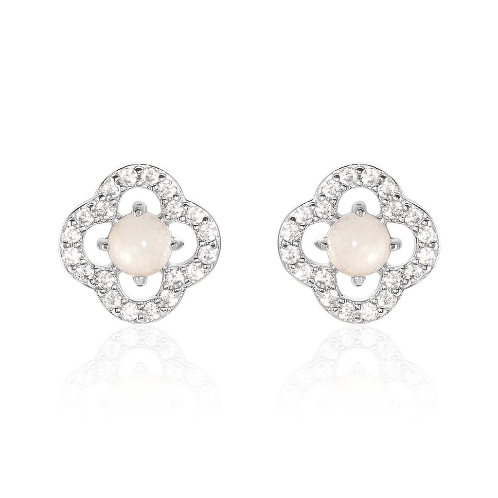 Boucles D'oreilles Puces Dally Argent Blanc Quartz Oxyde De Zirconium
