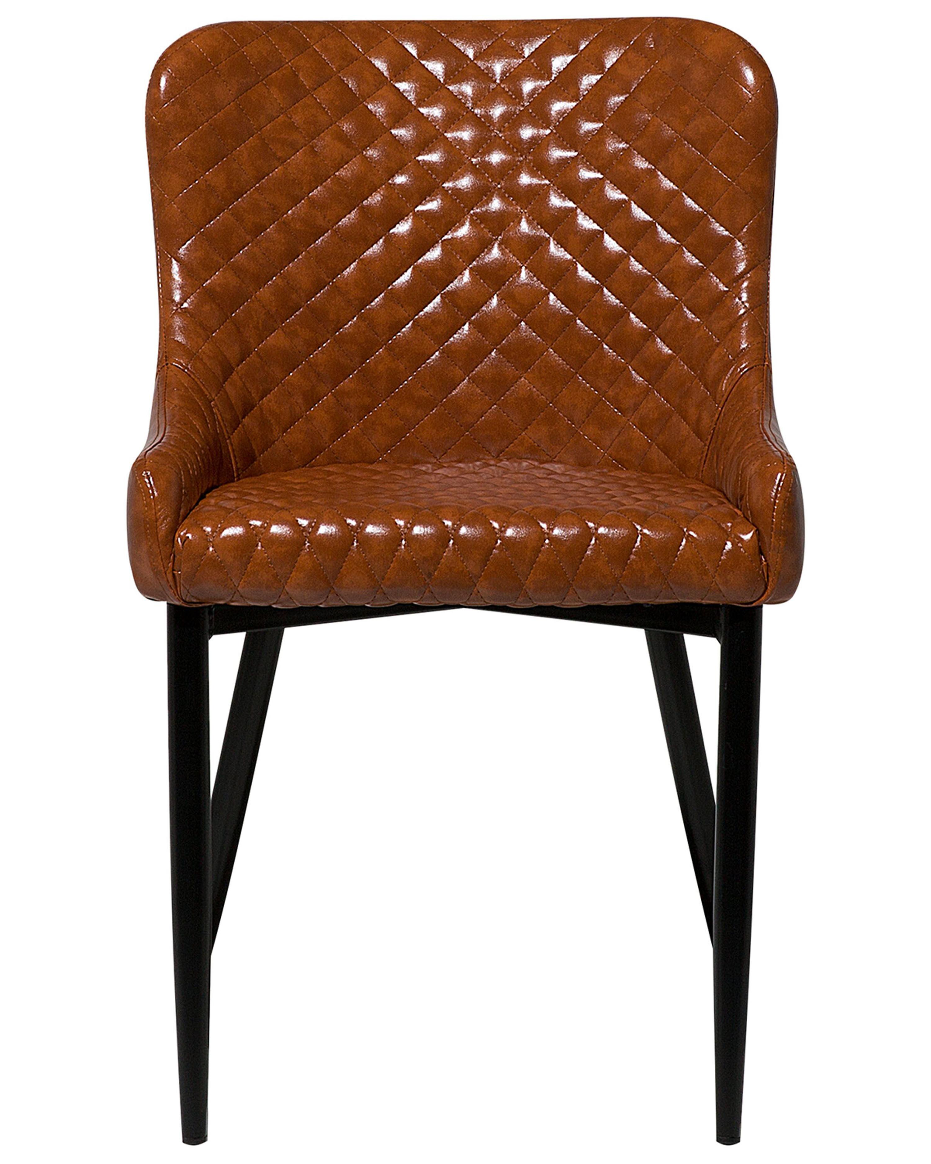 Set van 2 eetkamerstoelen SOLANO Kunstleer Goudbruin