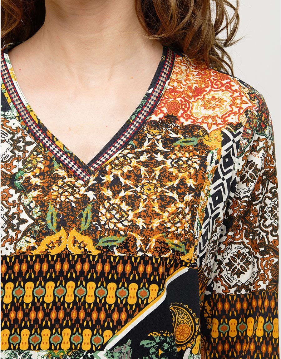 Blouse imprimée kaki