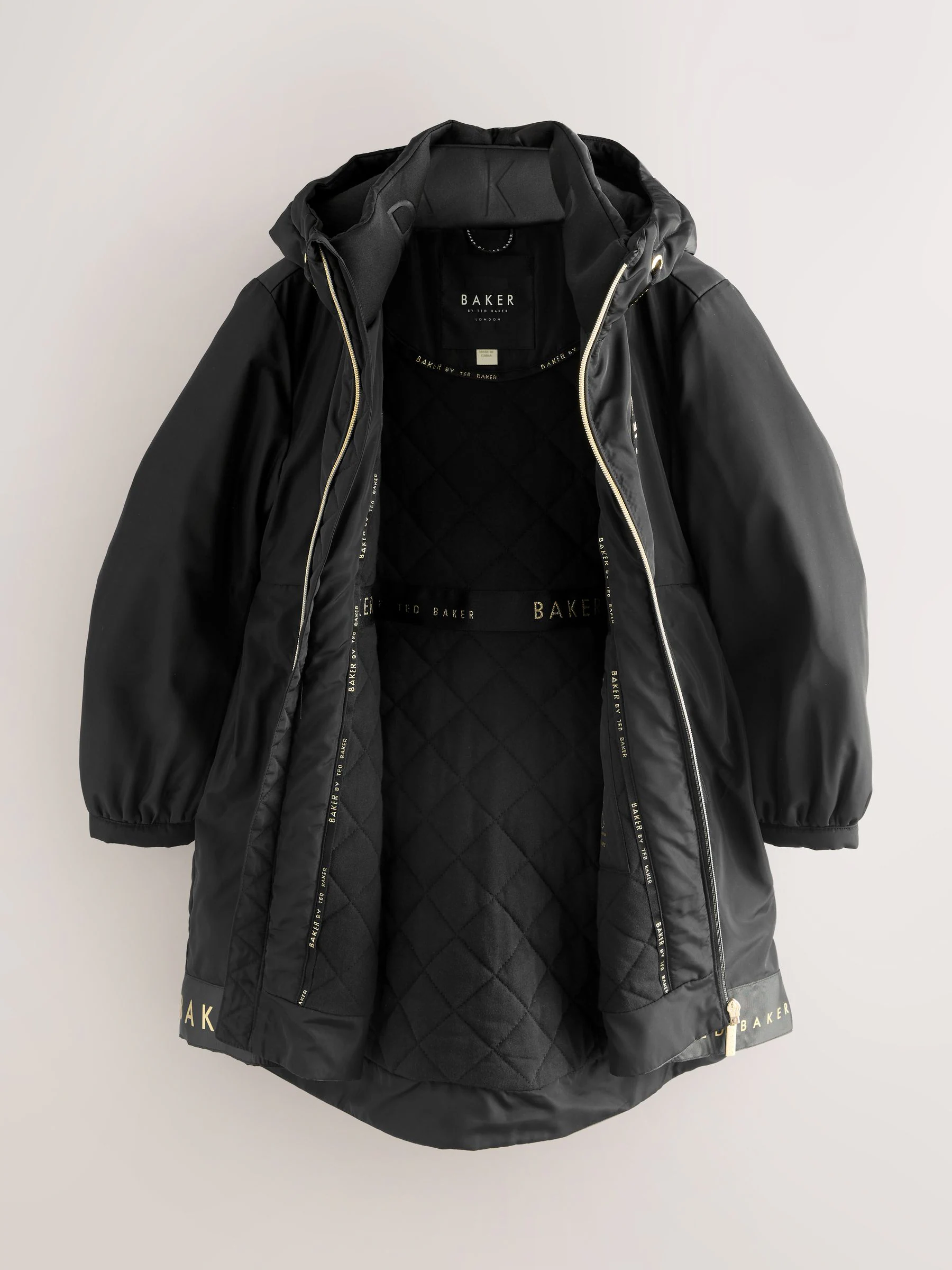 Zwart - Baker by Ted Baker regenjas met merklogo op de zoom